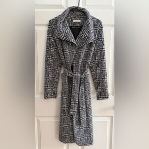 Women's Black and White Plaid Coat